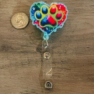 Colorful Paw Print badge reel